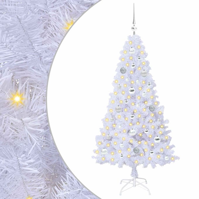 vidaXL - Kunstkerstboom - Wit - 150 - cm - PVC - en - Staal