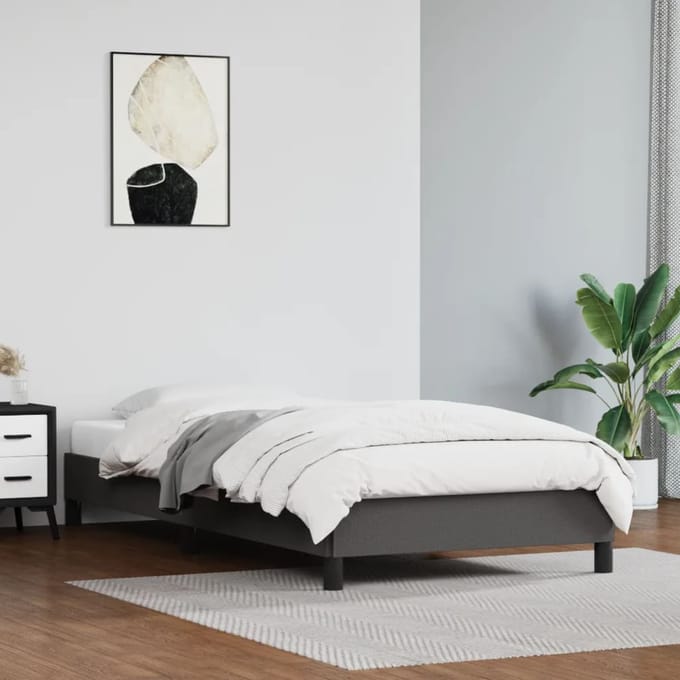 vidaXL - Bedframe - kunstleer - grijs - 100x200 - cm