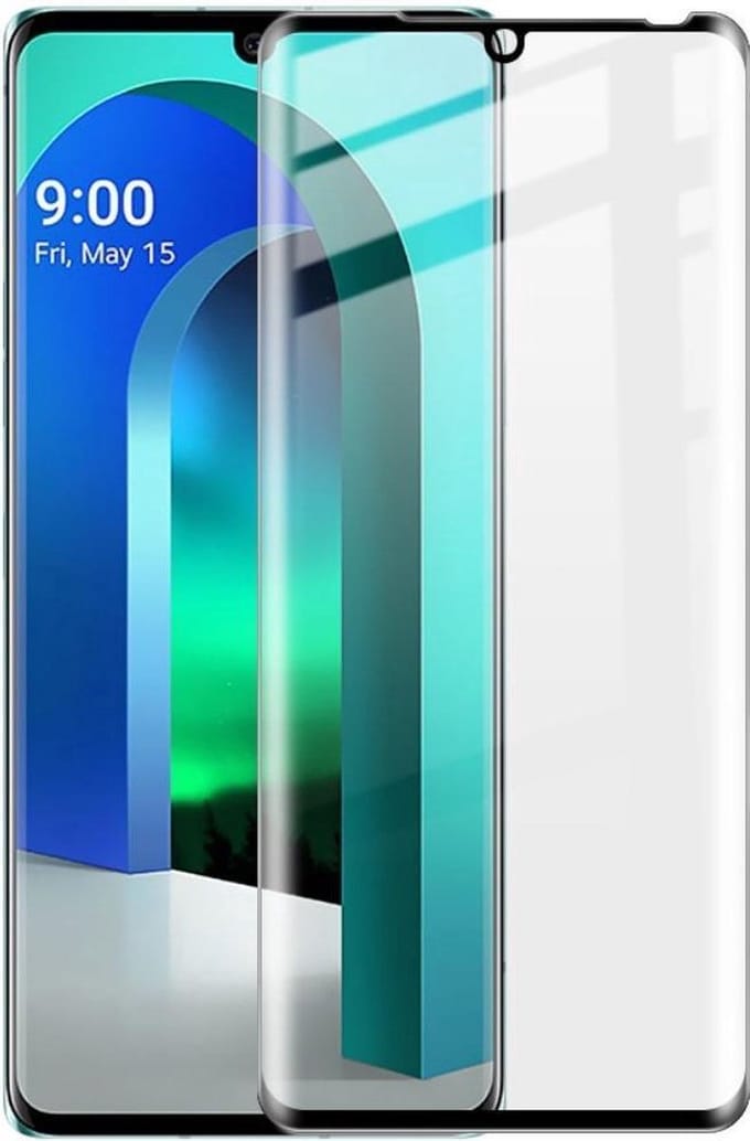 Full Cover Curved 9H Glass Screen Protector for LG Velvet _ Black
