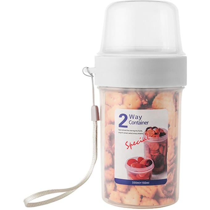 Draagbare Voedselcontainer 2 Laags Opbergfles Seal Pot Luchtdichte Bus voor Yoghurt Salade Fruit white