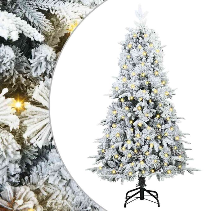 vidaXL - Kunstmatige - Hinged - Kerstboom - met - 150 - LED - Wit - 150 - cm - PE - en - PVC