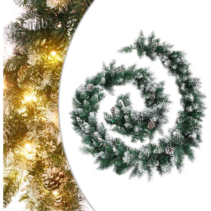 vidaXL - Kerstslinger - met - LED-lampjes - 2,7 - m - PVC - groen