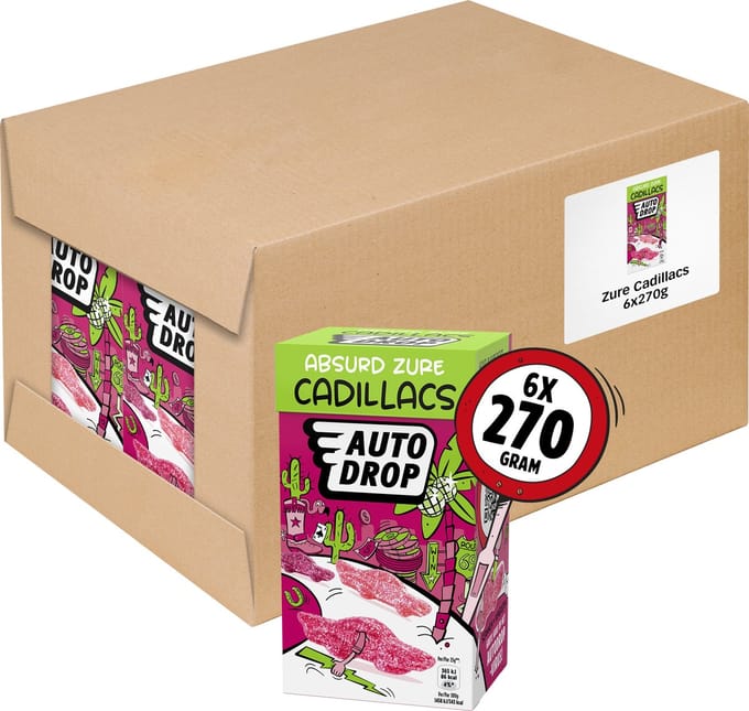 Autodrop - Snoep - Absurd Zure Cadillacs - 6 doosjes - 270 gram