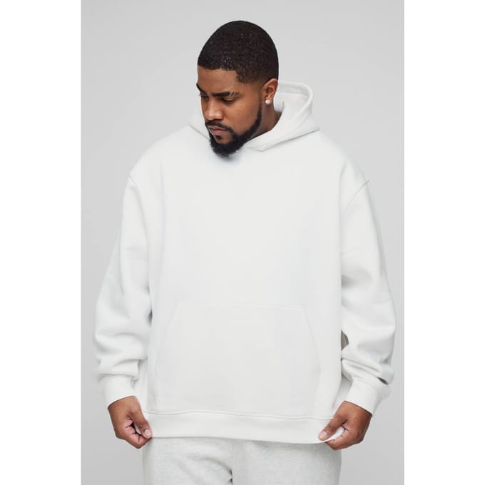 Plus 330GSM Basic Oversized Over het Hoofd Hoodie | White | Size 4XL