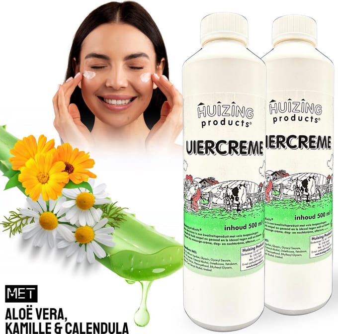 Huizing Products Uiercrème Navulfles – 2×500 ml – Aloë Vera, Calendula & Kamille