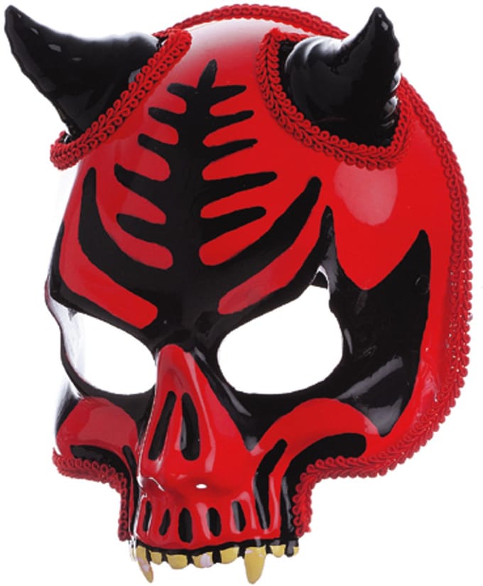 Doodskop masker met diadeem rood