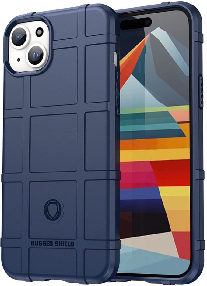 MobyDefend Hoesje - Geschikt voor iPhone 15 Plus - Rugged Shield TPU Backcover - Blauw
