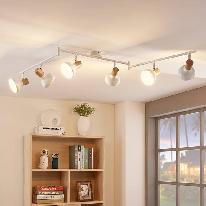 Lindby - buitenspot - 6lichts - Metaal - H: 21.5 cm - E14 - wit, licht hout