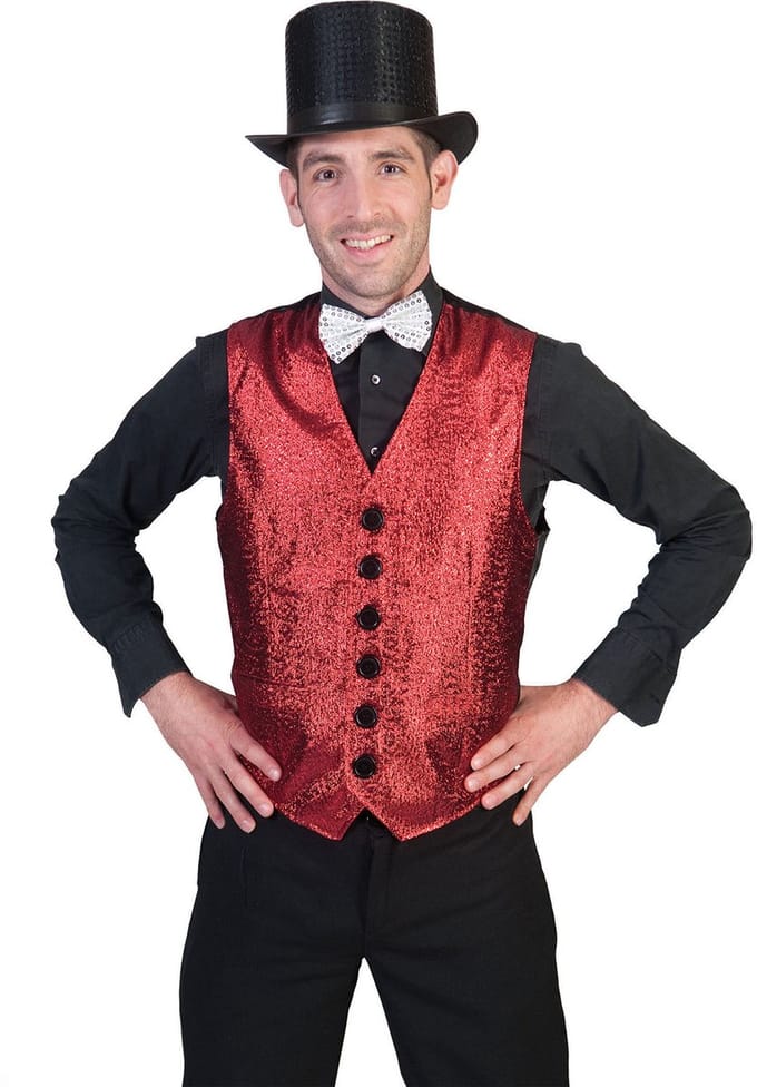 Rood glitter vestje heren