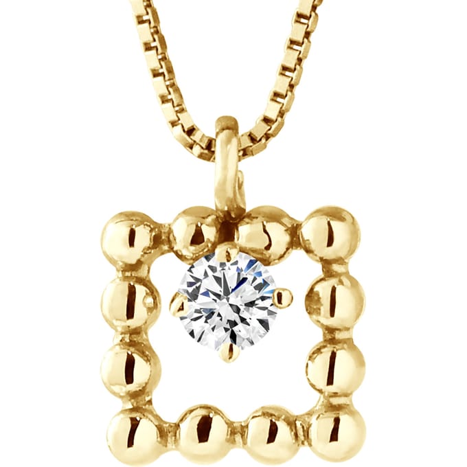 SQUARE Ketting Diamonds 0.050 Cts Yellow Gold