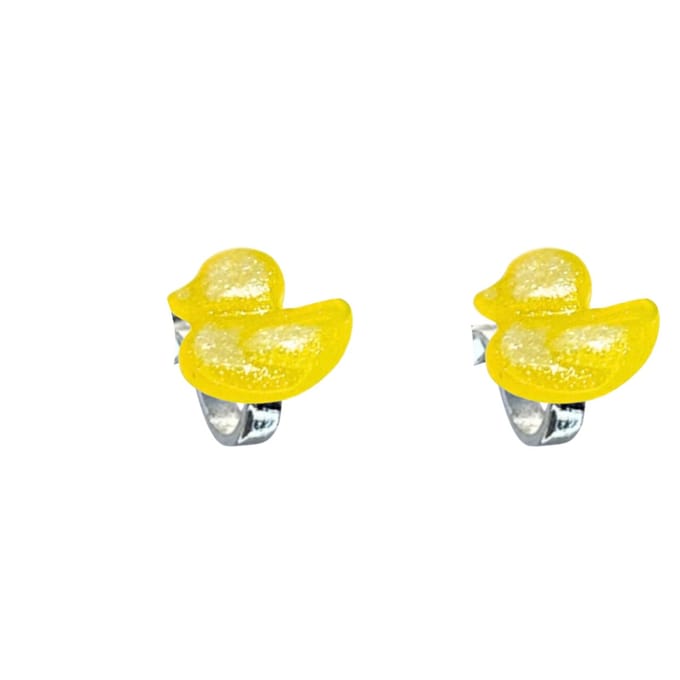 Klem oorbellen- geel- eendje-geen gaatje-Charme Bijoux