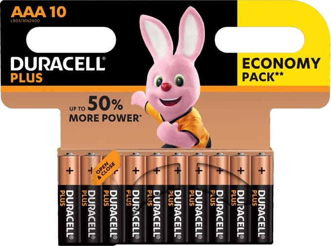 Duracell Plus AAA Alkaline Batterij 10 stuks