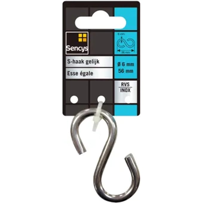 Sencys S-haak - Rvs - Diam. 6x56mm