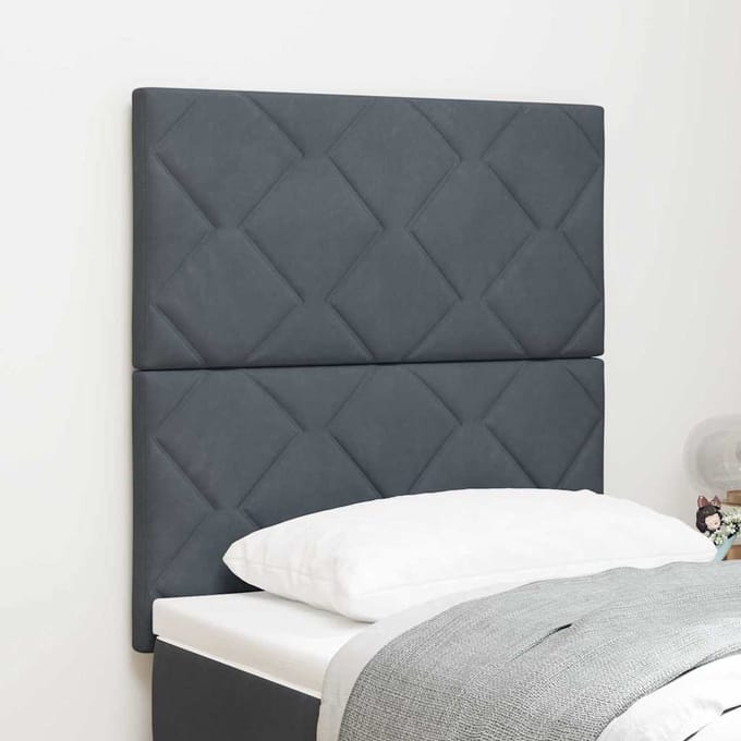 vidaXL - LED - Hoofdbord - Donkergrijs - 80 - cm - Fluweel