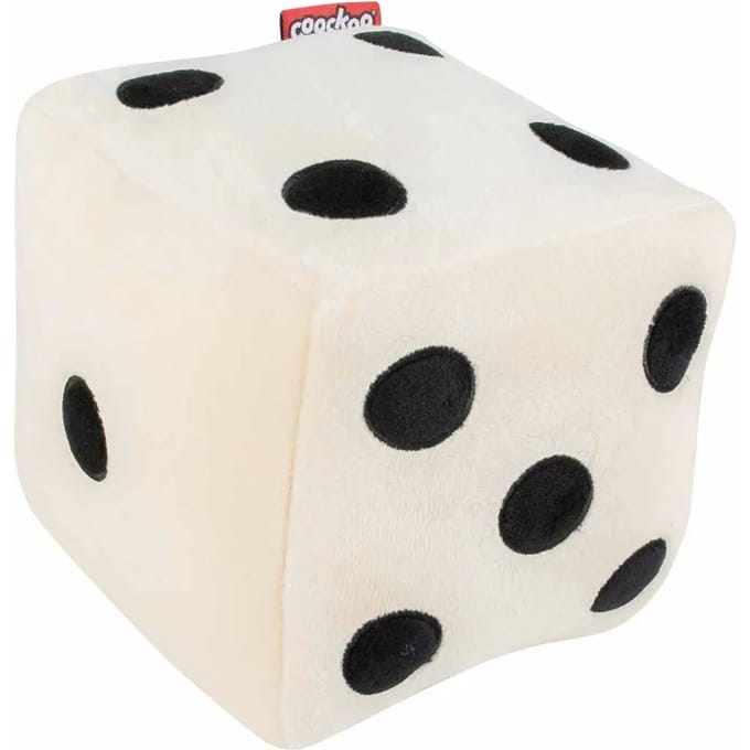 Hondenspeeltje ROLL THE DICE wit/zwart 16x16x16cm