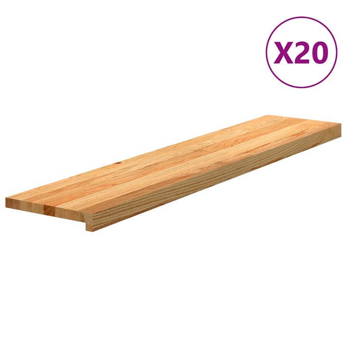 vidaXL - Traptreden - 20 - st - 120x25x2 - cm - massief - eikenhout - lichtbruin