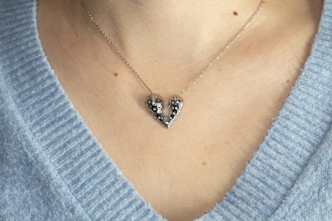 Hart cratered Premium Stainless Steel ketting | zilverana | damesketting | collier