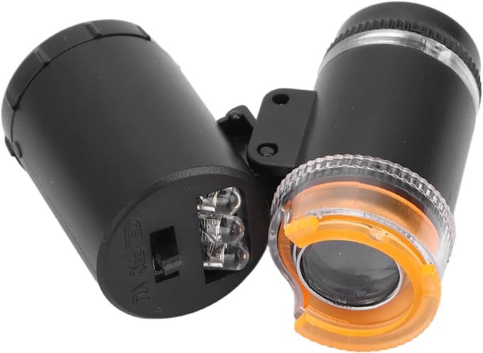 60X LED-microscoop met vergrootglas en UV-valutadetector - handig mini zakformaat met LED-verlichting