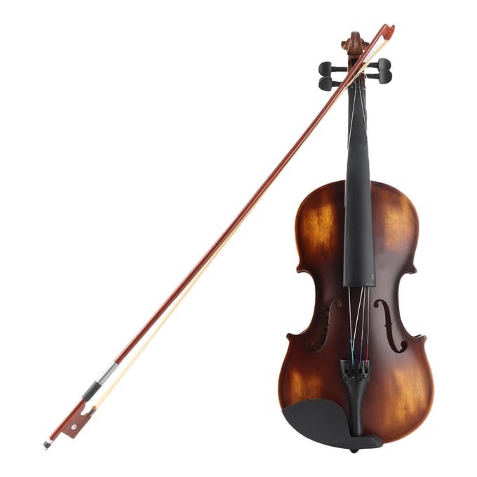 Kit Violon 4/4 Corps en Bois Mat Cordes en Acier Fait Main Violon Débutant Instrument à Cordes black