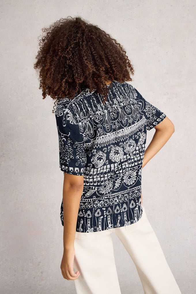 White Stuff Elisa Top Navy Print Taglia: 6 | Magliette intime Outlet | Donna | Blu