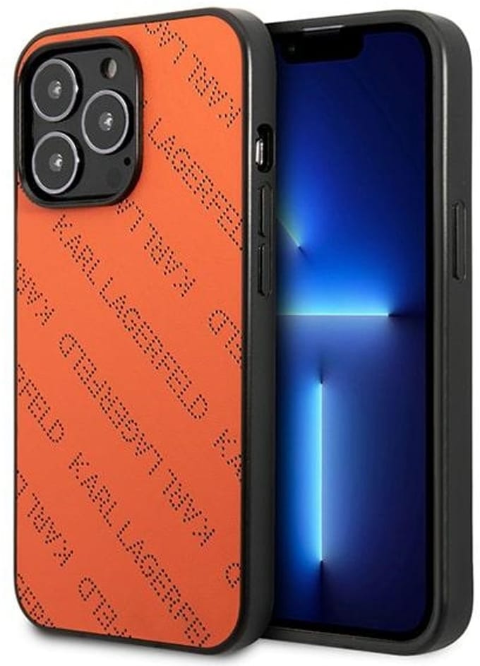 Karl Lagerfeld Perforated Allover Back Case - Geschikt voor Apple iPhone 13 Pro (6.1") - Oranje