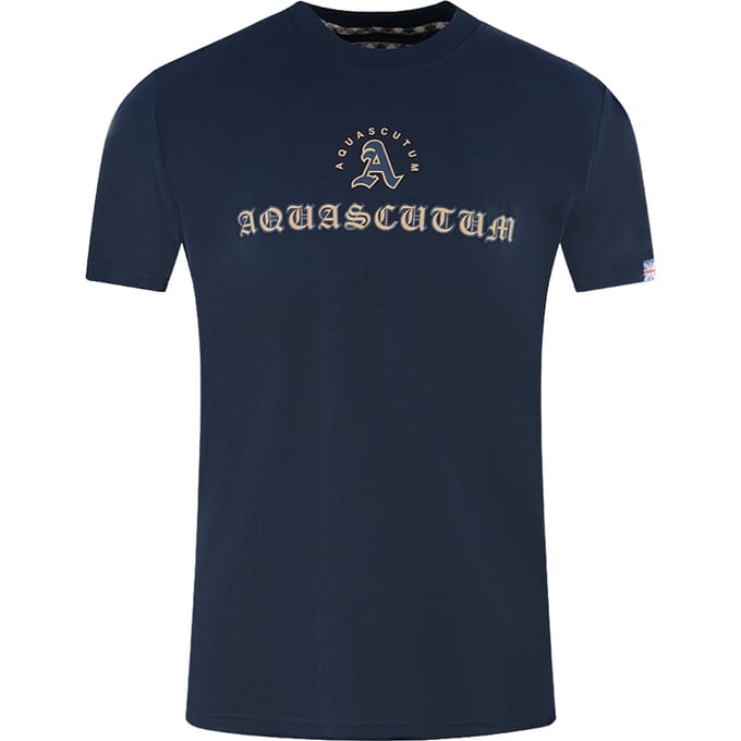 Aquascutum Script Logo Navy Blue T-Shirt
