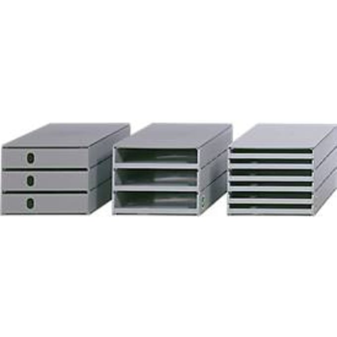 Ladebox Styro Styroval, voor formaten tot C4, 3 open lades, recyclagemateriaal, grijs/grijs