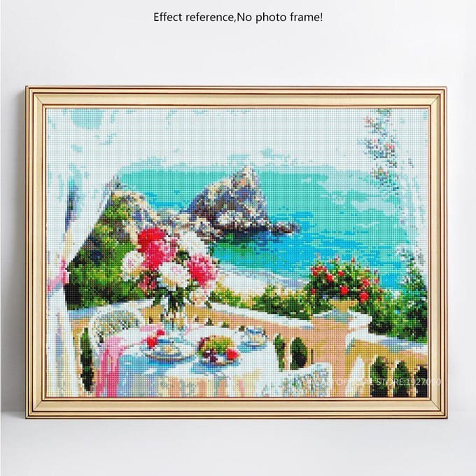Peinture diamant 5D complète de mer et de fleurs, broderie complète, image en strass, vente 30X40