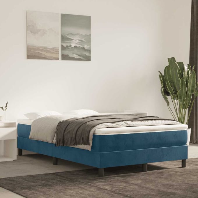 vidaXL - Boxspring - bed - 120x200 - cm - fluweel - donkerblauw