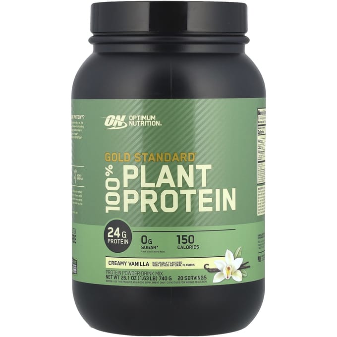 Optimum Nutrition, Gold Standard 100% Plantaardig Eiwit, Romige Vanille, 1,63 lbs (740 gr)
