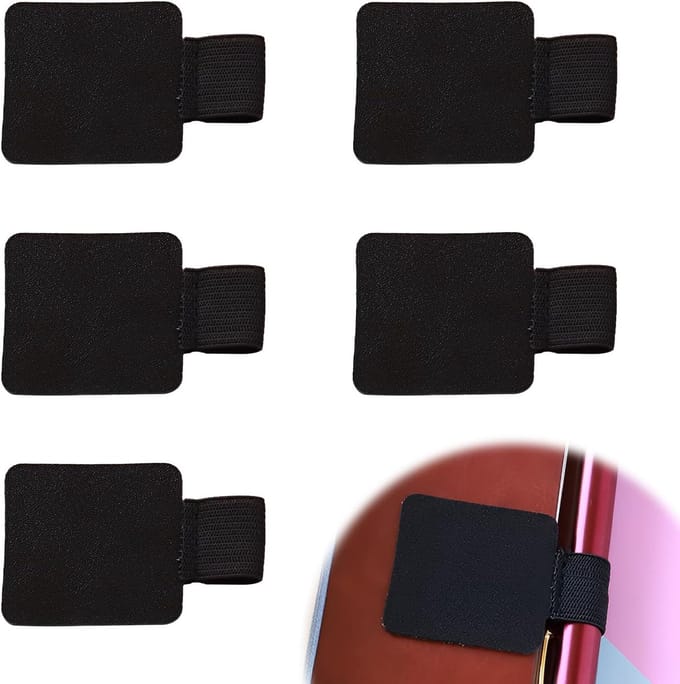 Zelfklevende penhouder voor notebook - set van 5 - zwart PU-leer