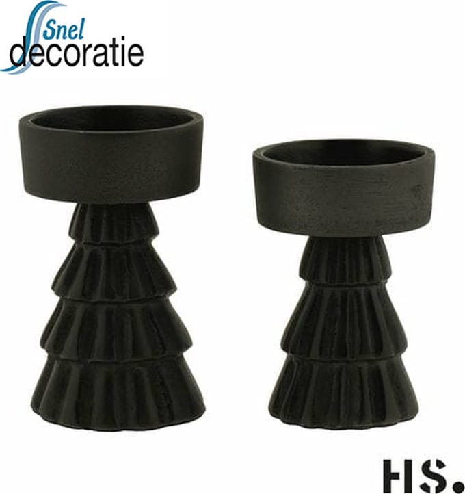 T-Lightholder Cupar - set van 2 - Black Afmeting: 5x5x8 cm (LxWxH)