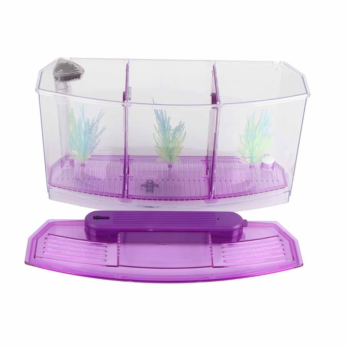 Aquarium LED en acrylique à trois compartiments pour petits poissons(violet) white