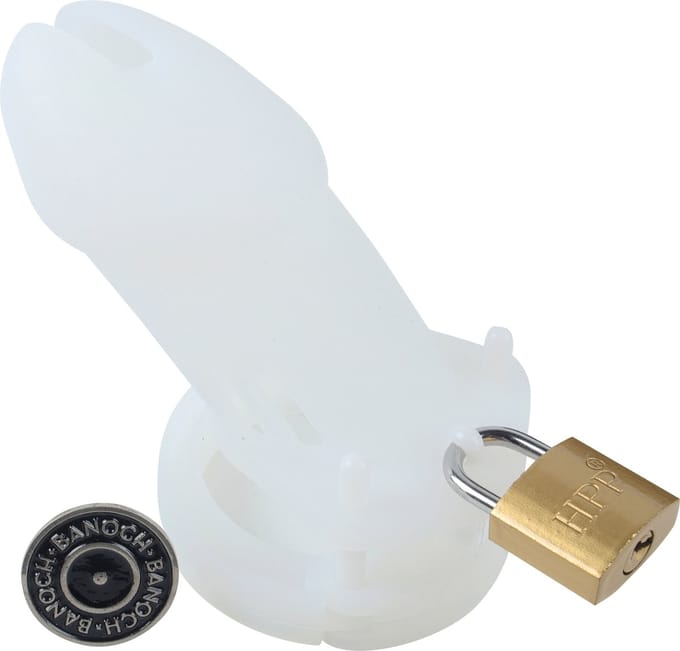 Banoch | Cockcage White | siliconen | witte Chastity Cage met 5 ringen | small / medium