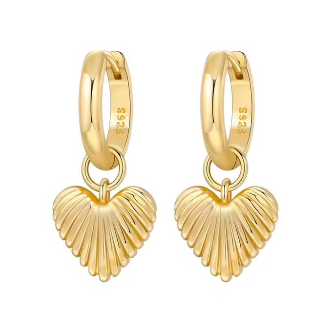 Oorbellen - hartje - hoops - dames - gold plated