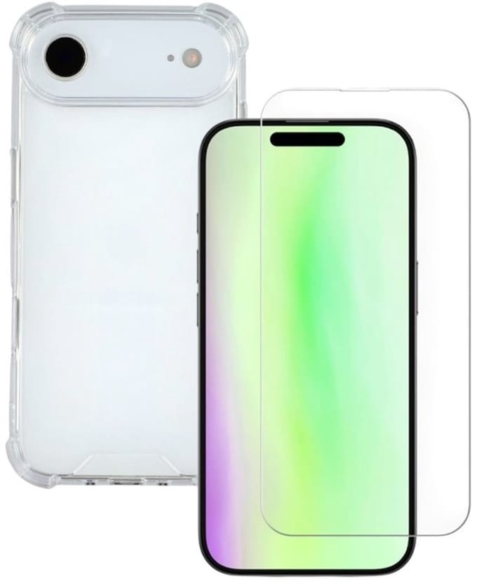 Shockproof Hoesje Geschikt voor: iPhone 17 Air - Anti -Shock Silicone - Transparant + 3x Screenprotector