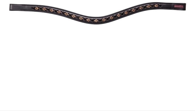 Premiere Prem. Frondeel Lyskamm gebogen- crystalketting Brown - Pony | Bruin | Frontriemen paard