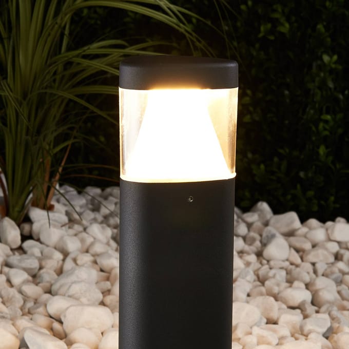 Lucande LED sokkellamp Milou, hoogte 30 cm, antraciet, aluminium