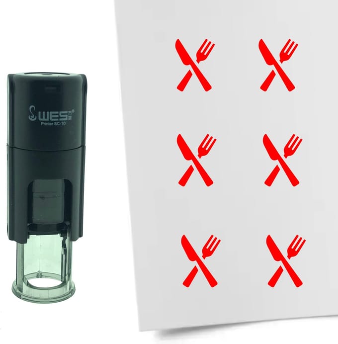 CombiCraft Stempel Bestek 10mm rond - rode inkt
