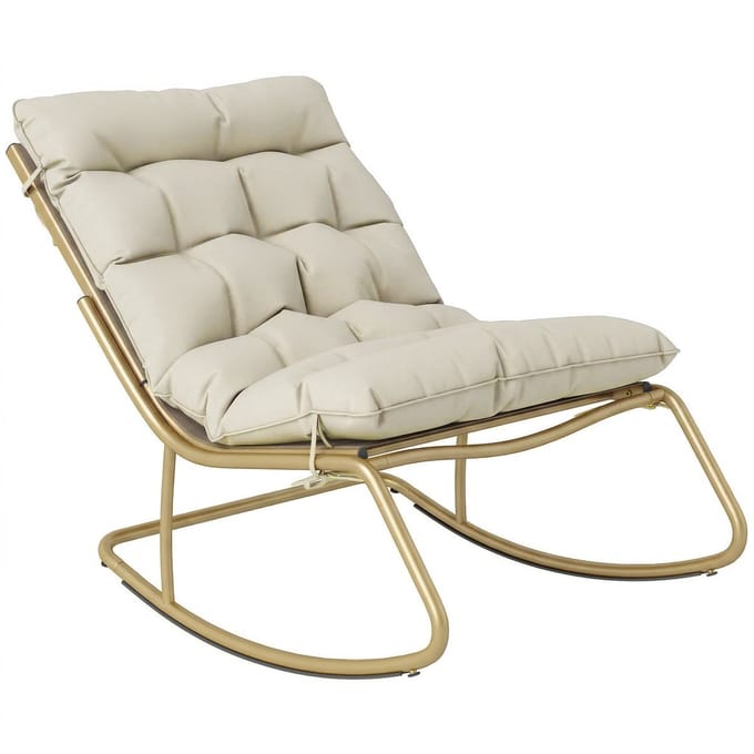 Outsunny schommelstoel - Staal, polyester - 113 x 70 x 76 cm - Khaki beige