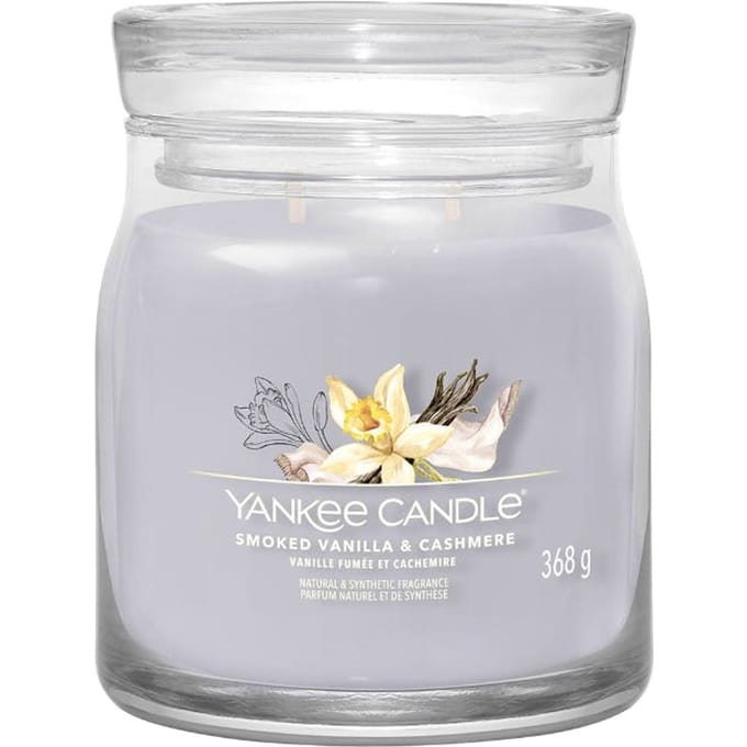 Yankee Candle - Smoked Vanilla & Cashmere Medium Geurkaars - 50 branduren - 2 lonten
