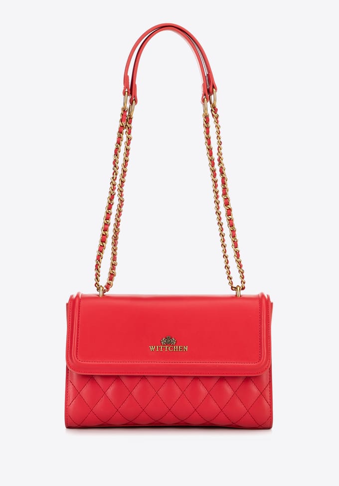 Wittchen Dames Messenger Bag van echt leer met stiksel in rood