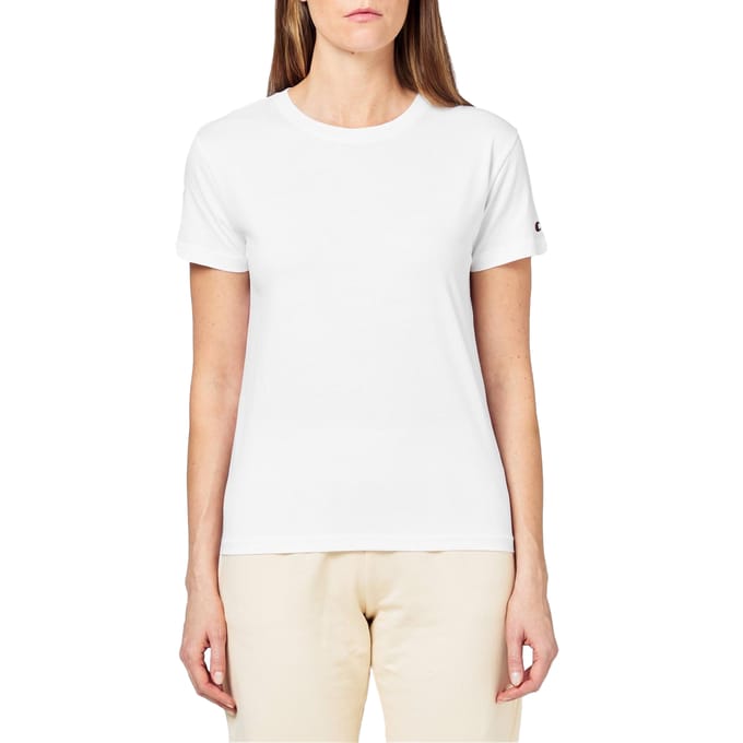 Champion Dames-T-shirt met ronde hals en klein logo (set van 2) (Wit)