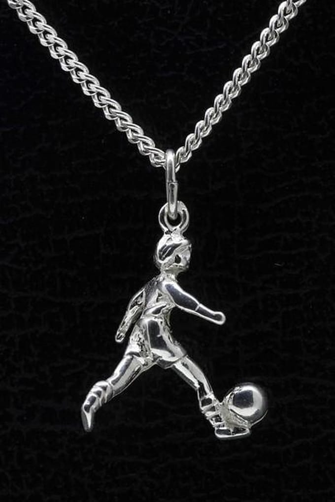 Zilveren Voetbalster ketting hanger