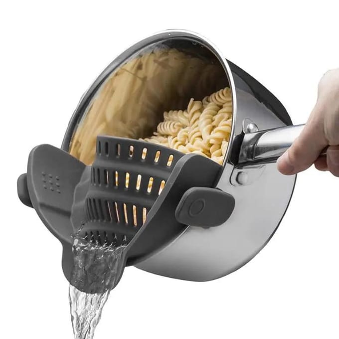 Silicone Kitchen Strainer Clip Pan Drain Rack Bowl Funnel Rice Pasta Vegetable Fruit Washing Colander Draining Anti-scald Filter oranje