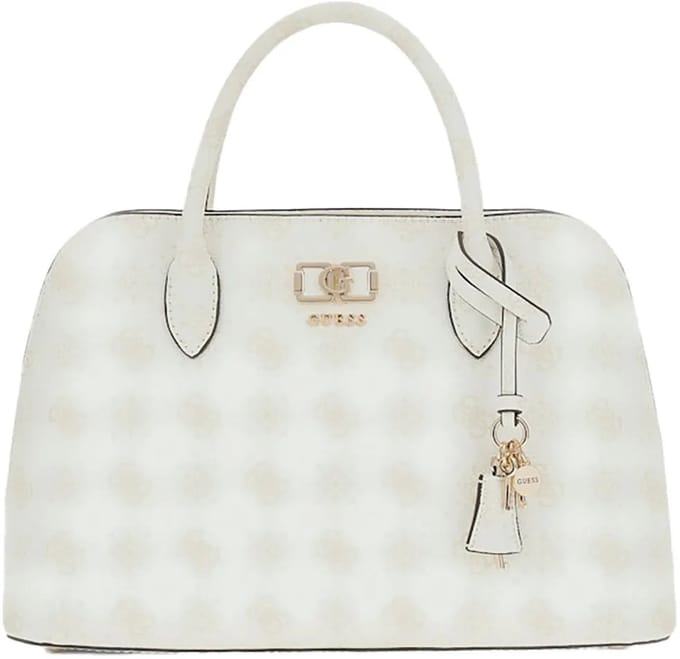 GUESS handtas schoudertas Emelie Logo Two Comp Satchel White Logo wit