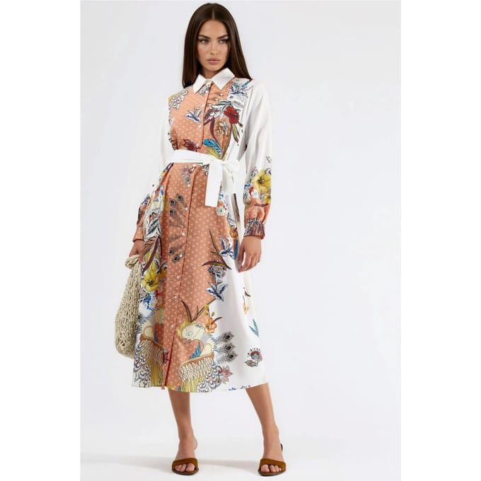 Bloemen Maxi-jurk met Knopenluiting