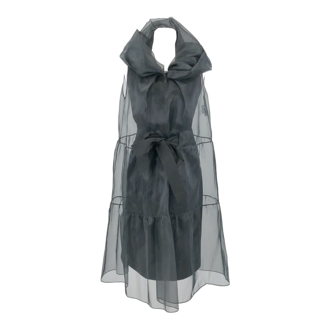 Moschino shift jurk met zwarte tule overlay
