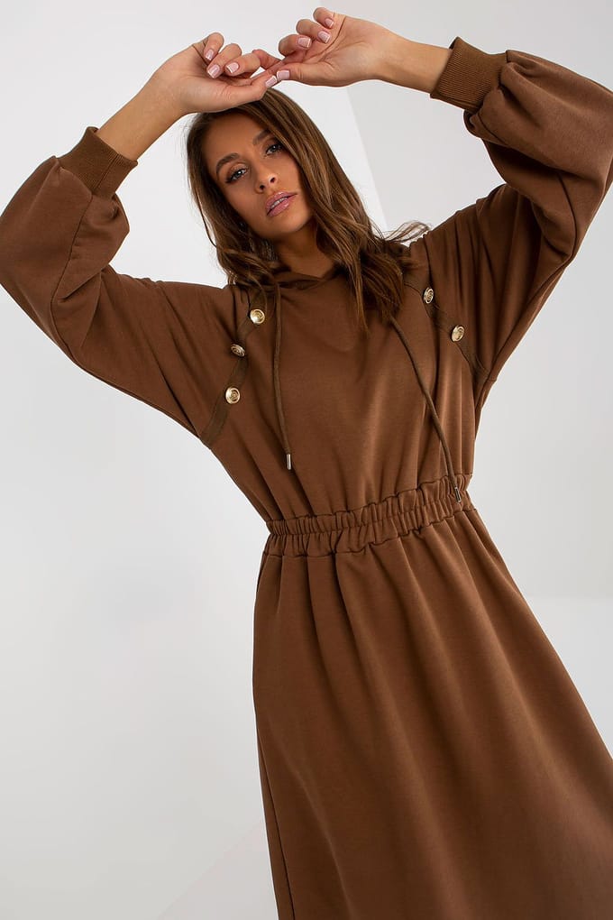Urban Cozy Sweat Dress - Brown / One Size
