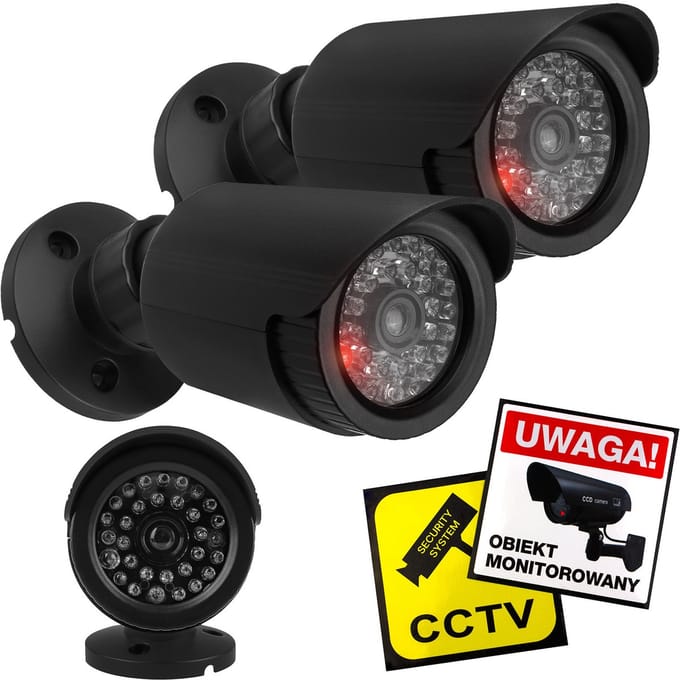 Set van twee dummy camera - IR-LED's, zwart, voeding 2xAA (niet meegeleverd), ABS, IR1800 BT